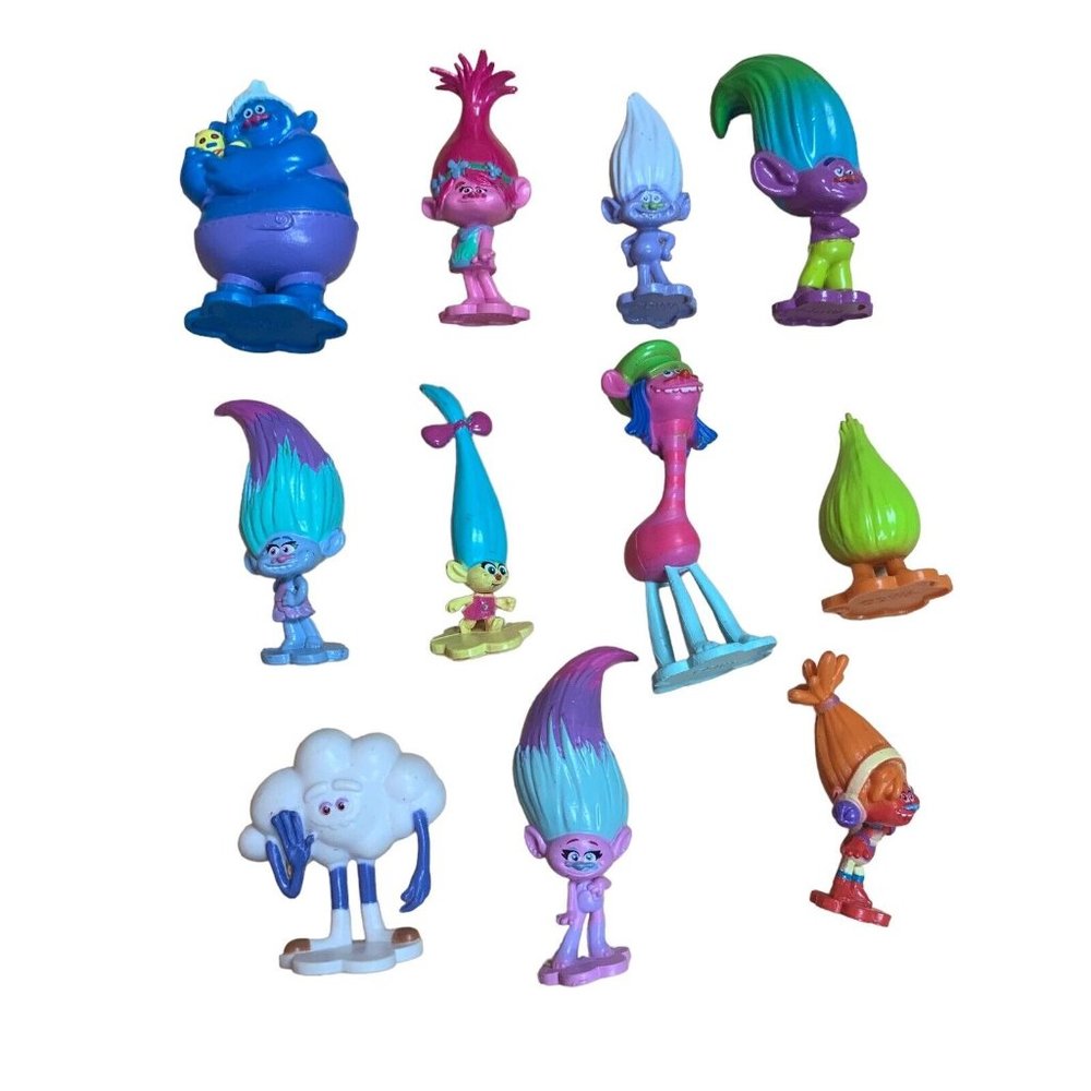 Dreamworks Trolls Movie Mini Figures PVC Toys Cake Toppers Cupcake Lot Of 11